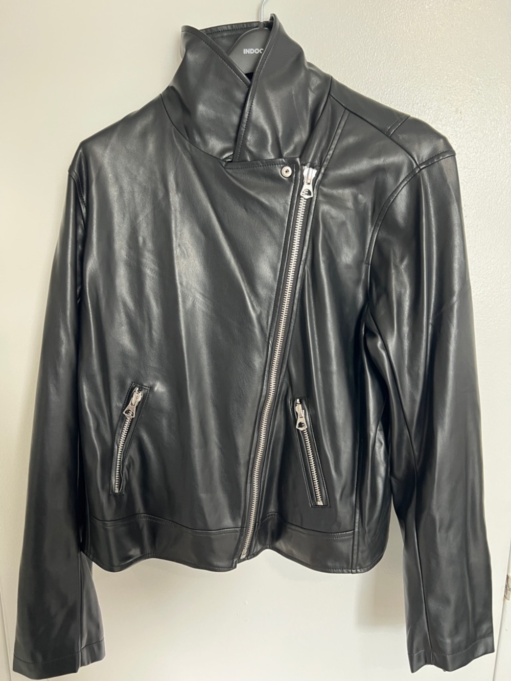 torrid Black Leather Asymmetrical Zip Moto Jacket